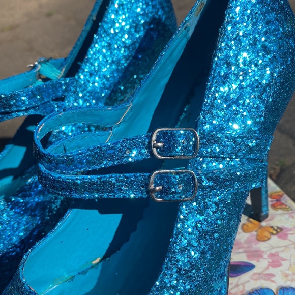 Pleaser Aqua Blue Sequin Heels. Size 8. NEVER WORN! - Picture 6 of 8